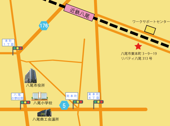 八尾市パーソナルサポートセンター事業所地図